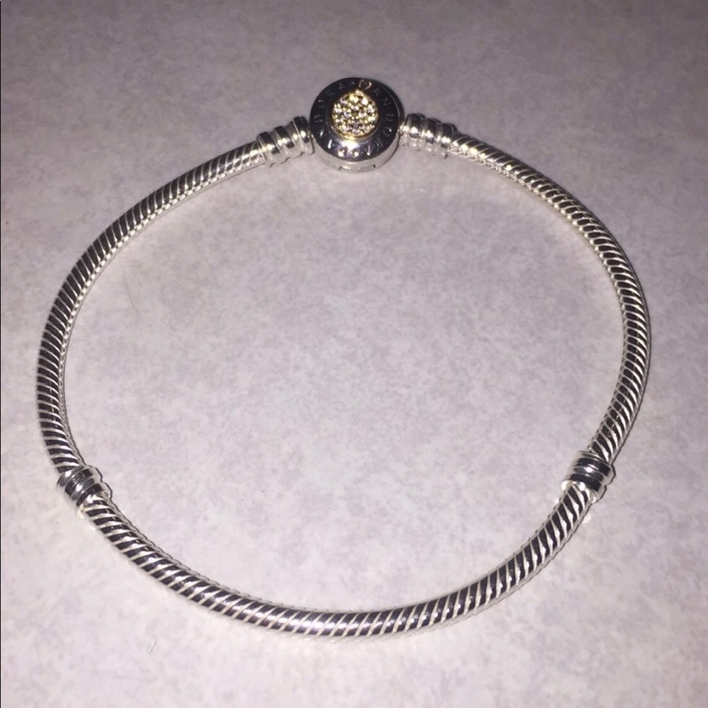 Pandora signature clasp bracelet with 14k gold 7.9